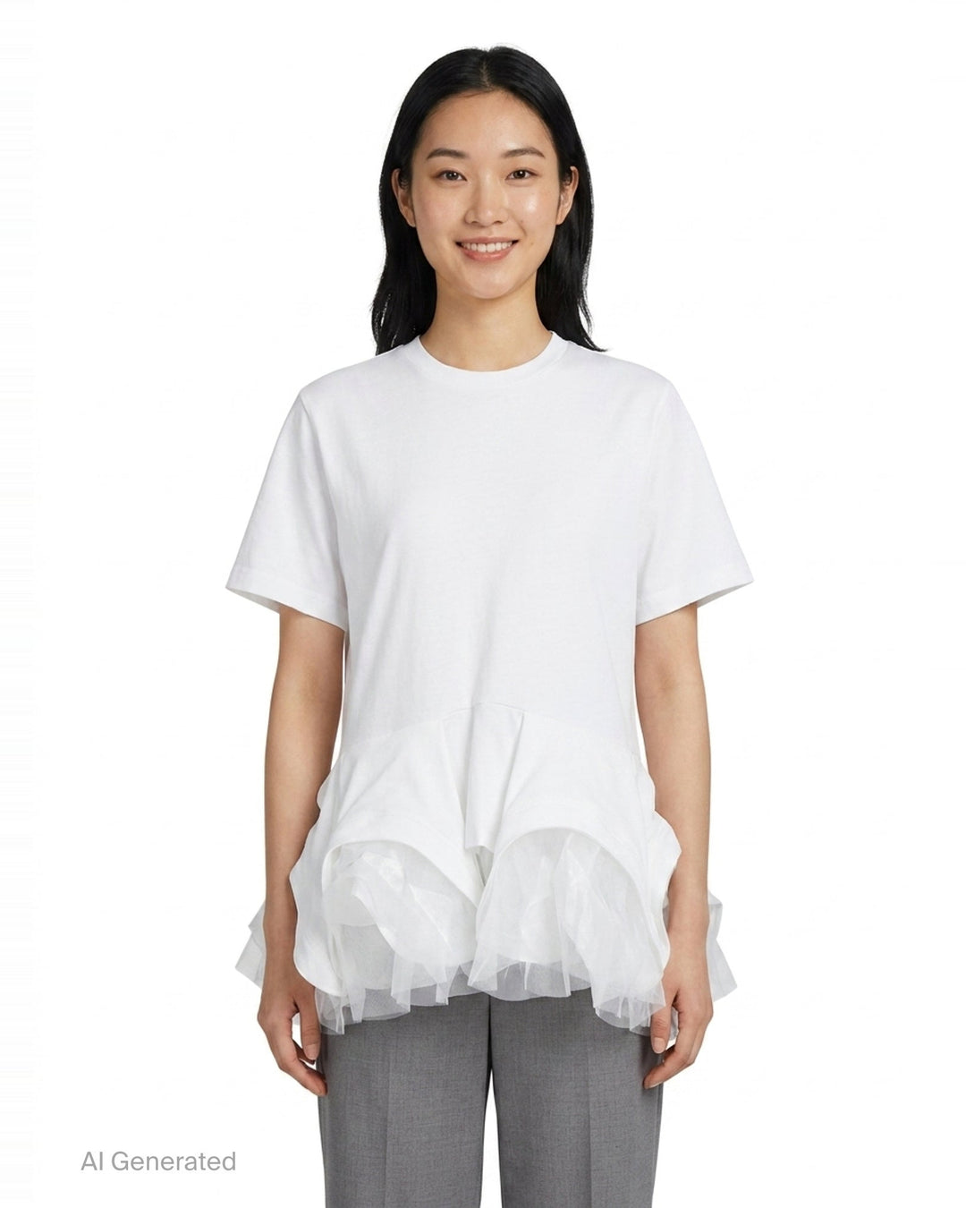 Layered Ruffle Peplum Tee | Noir Kei Ninomiya | Club21 - front
