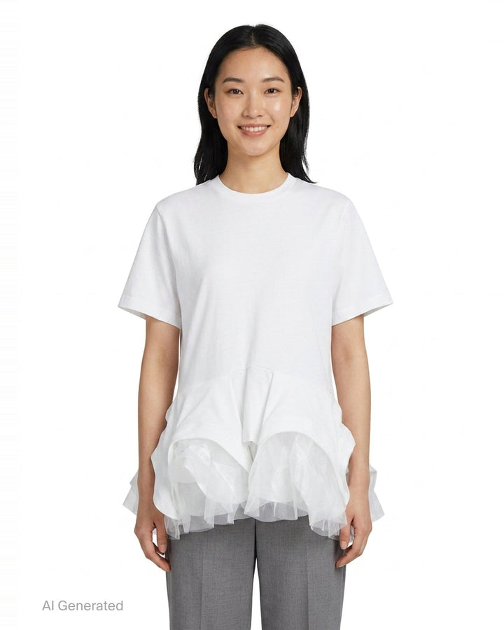 Layered Ruffle Peplum Tee | Noir Kei Ninomiya | Club21 - front