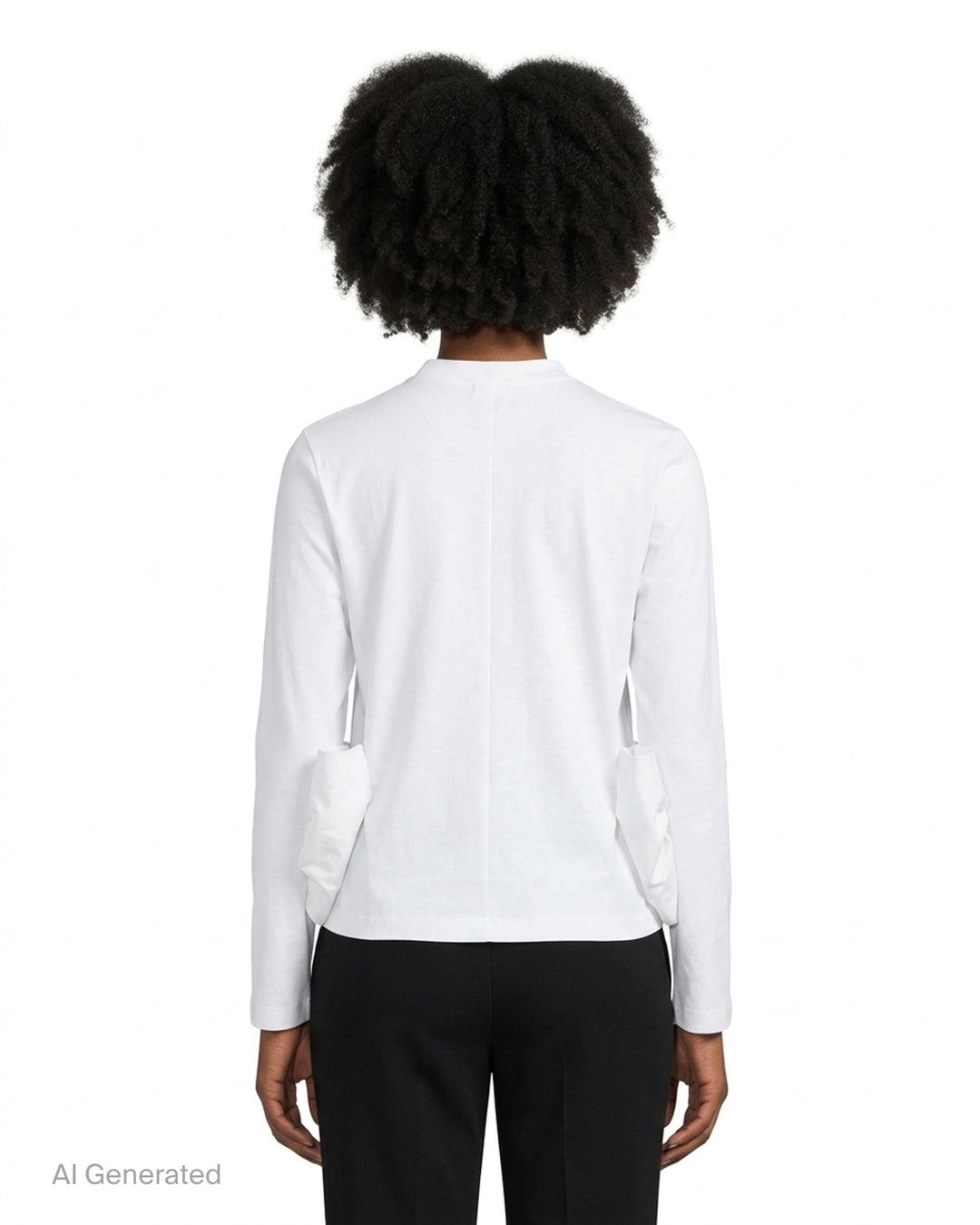 Noir Kei Ninomiya white long-sleeve cotton ponte top with oversized bow details at the hem - back