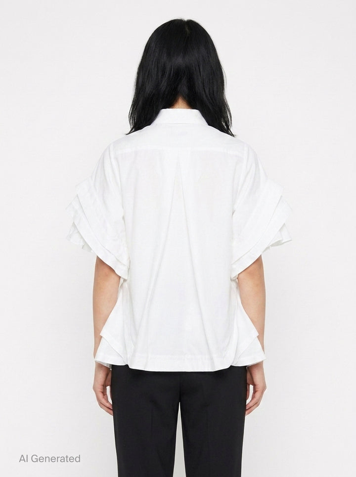 Ruffled Flare Shirt Blouse | Noir Kei Ninomiya | Club21 - back