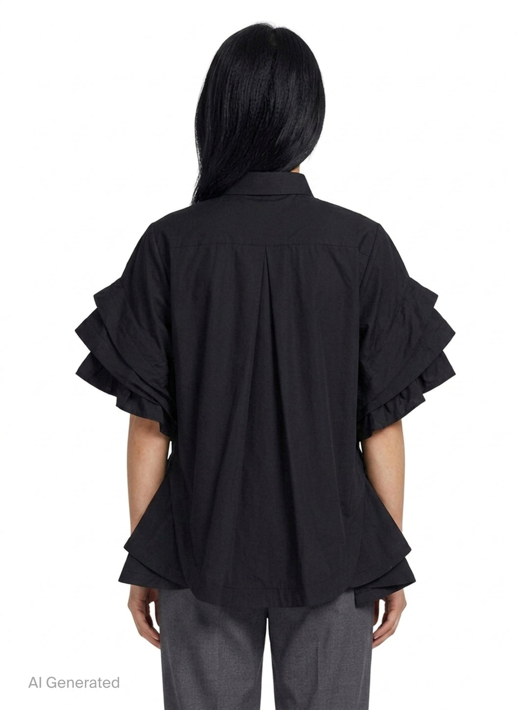 Ruffled Flare Shirt Blouse | Noir Kei Ninomiya | Club21 - back