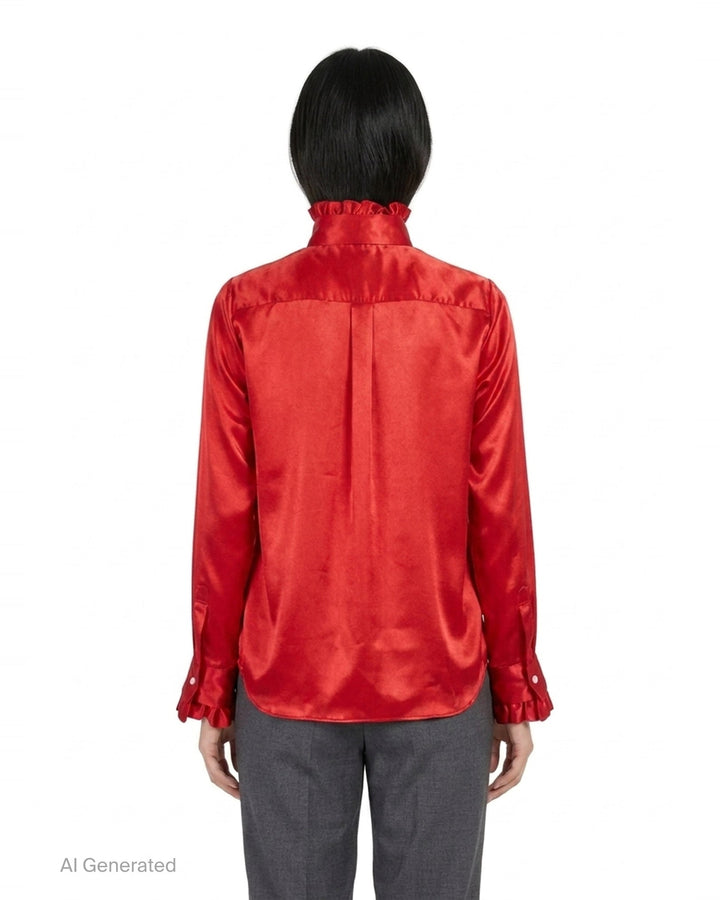 Ruffled Satin Button Down Blouse | Noir Kei Ninomiya | Club21 - back