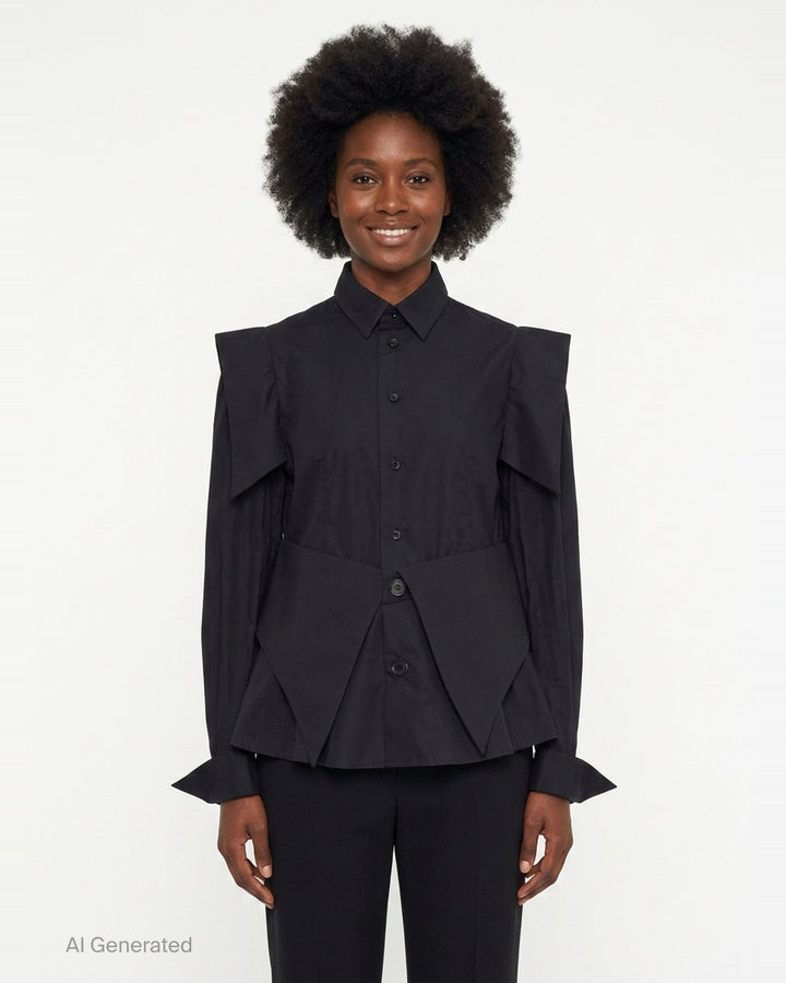 Structured Layered Blouse | Noir Kei Ninomiya | Club21 - front