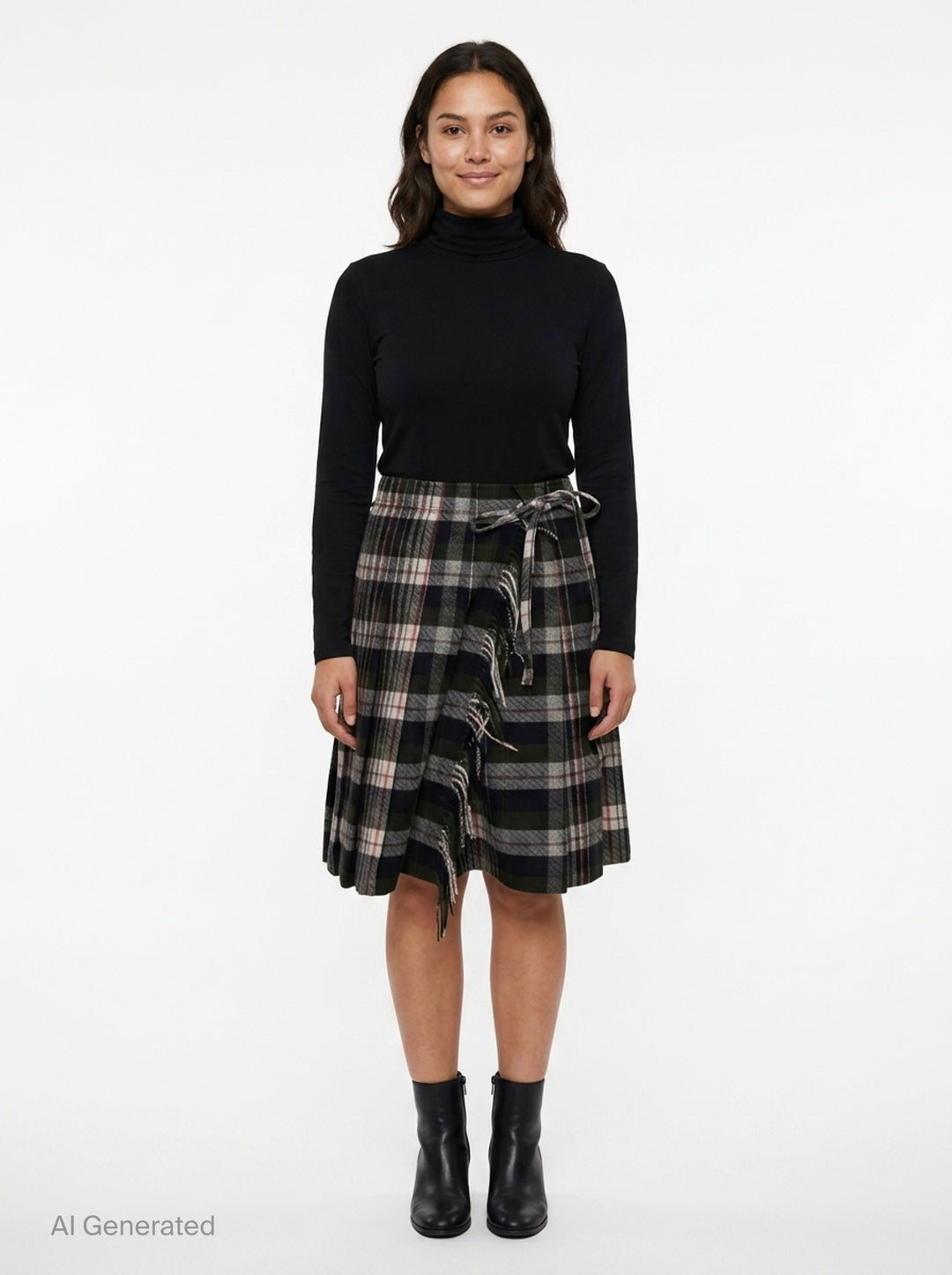Fringed Plaid Wrap Skirt | Open YY | Club21 - front