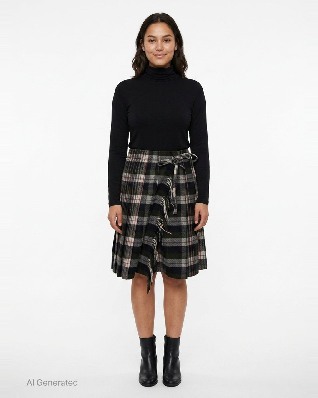 Fringed Plaid Wrap Skirt | Open YY | Club21 - front