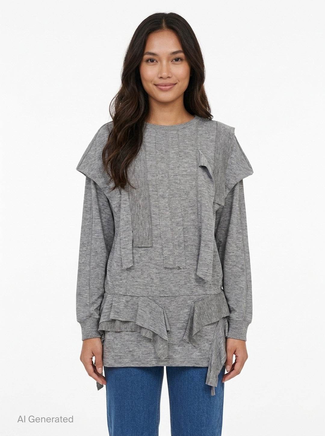 Raw Cut Ruffle Dress Top | Open YY | Club21 - front