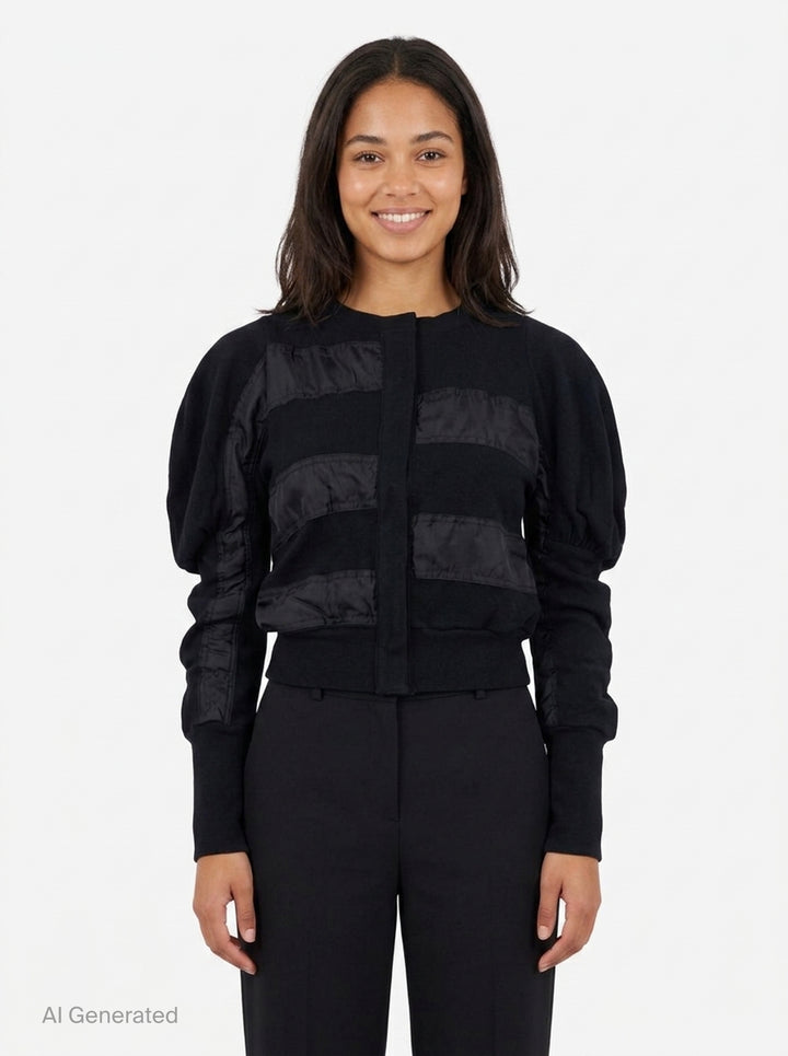 Slouchy Puff Panel Cardigan | Open YY | Club21 - front