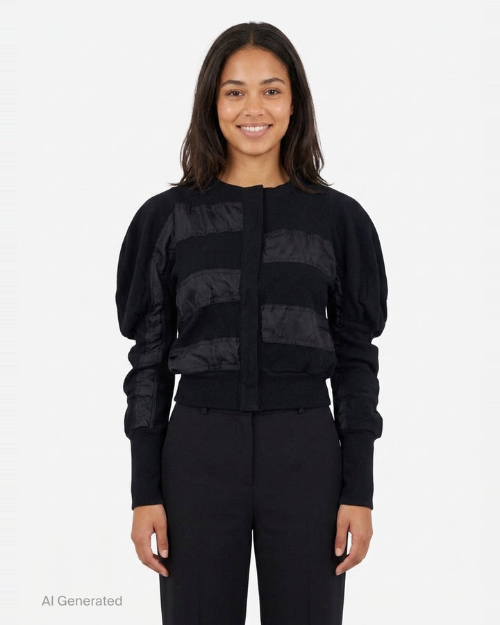 Slouchy Puff Panel Cardigan | Open YY | Club21 - front