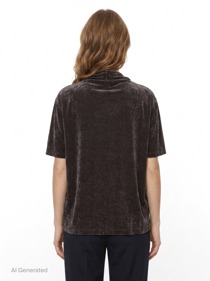 Velvet Cowl Neck Tee | Open YY | Club21 - back