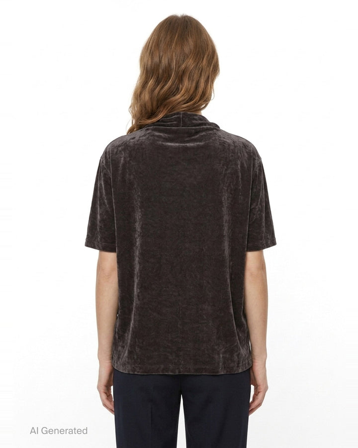Velvet Cowl Neck Tee | Open YY | Club21 - back