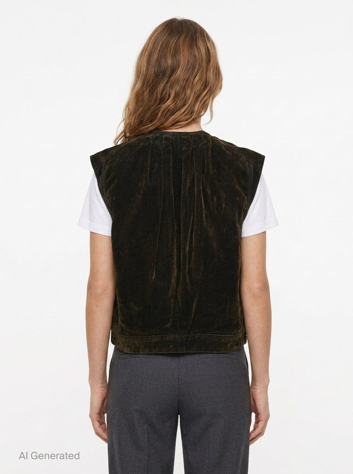 Velvet Denim Cargo Vest | Open YY | Club21 - back