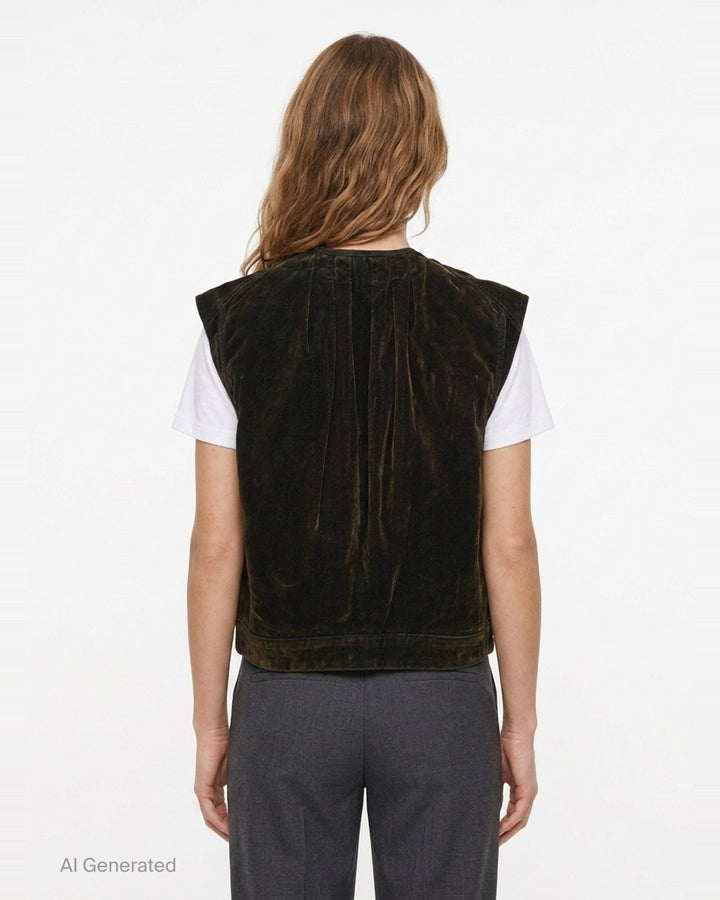 Velvet Denim Cargo Vest | Open YY | Club21 - back