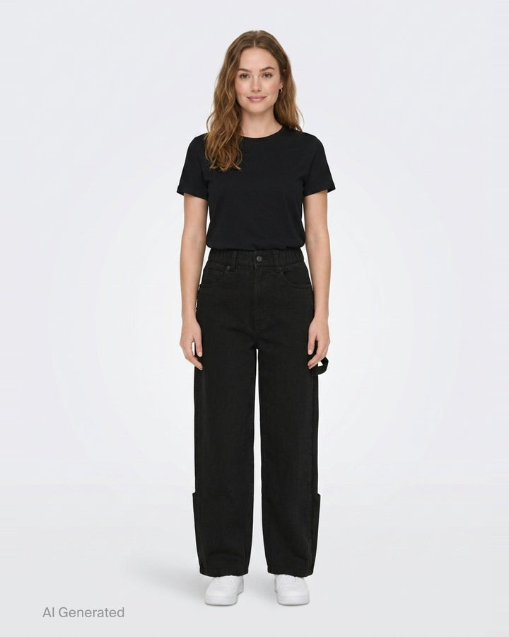 Kangaroo Pocket Wide Leg Jeans | Ordinary Couture Code | Club21 - front