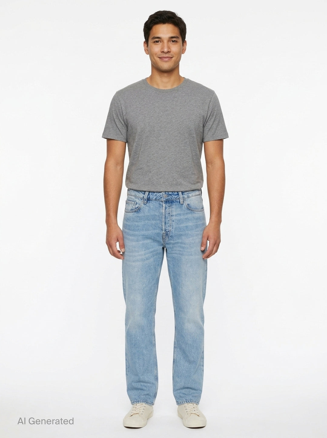 Our Legacy Slate Cut Jeans in light blue stonewash, relaxed straight-leg silhouette with five-pocket construction and vintage-style fading, front view on white background - front
