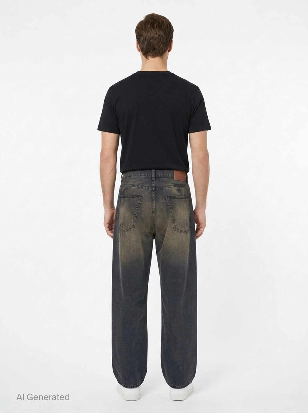 Our Legacy Vast Cut Jeans in washed black denim, featuring a wide-leg silhouette, high rise, copper rivets, and organic cloud-fade wash effect - back