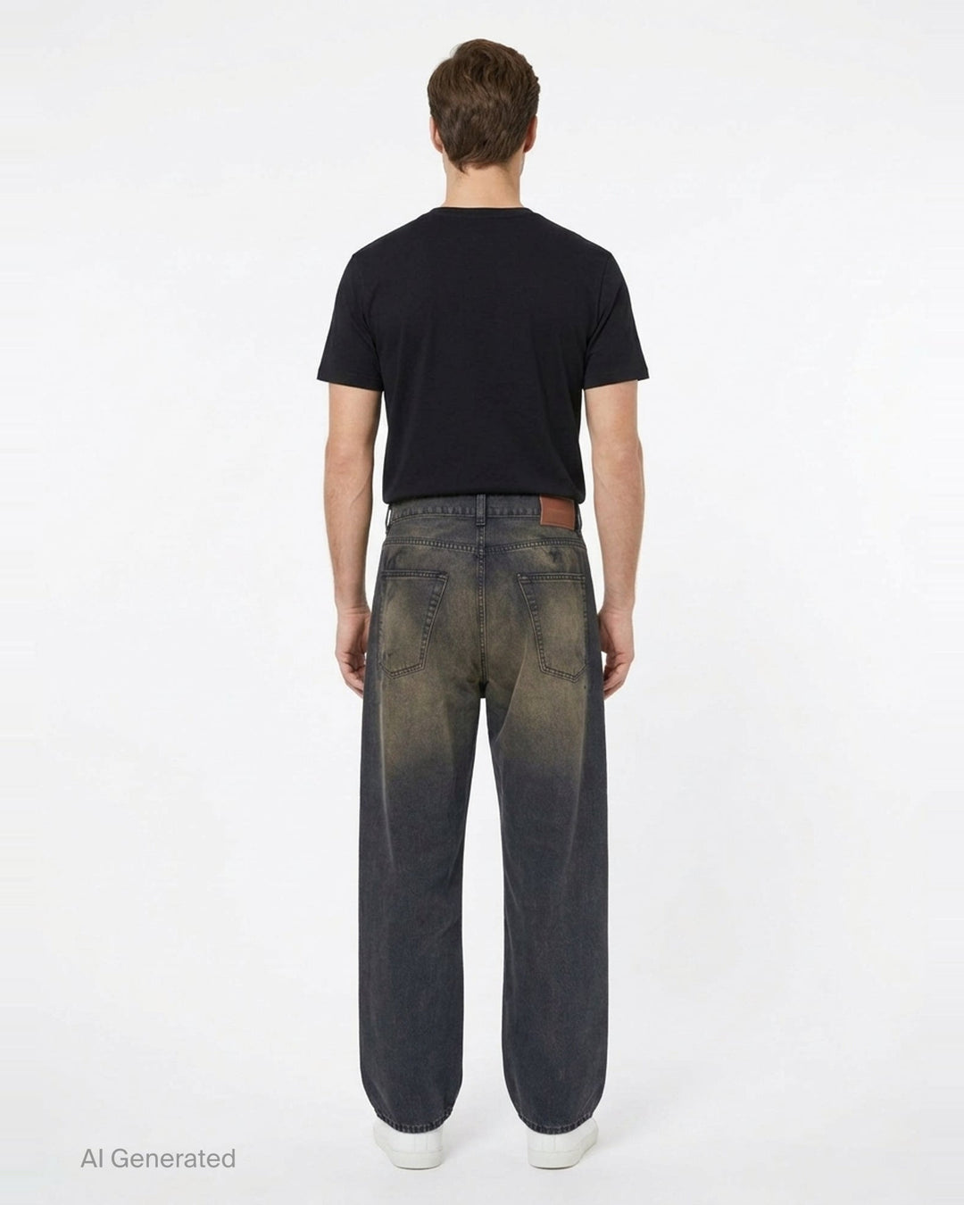 Our Legacy Vast Cut Jeans in washed black denim, featuring a wide-leg silhouette, high rise, copper rivets, and organic cloud-fade wash effect - back
