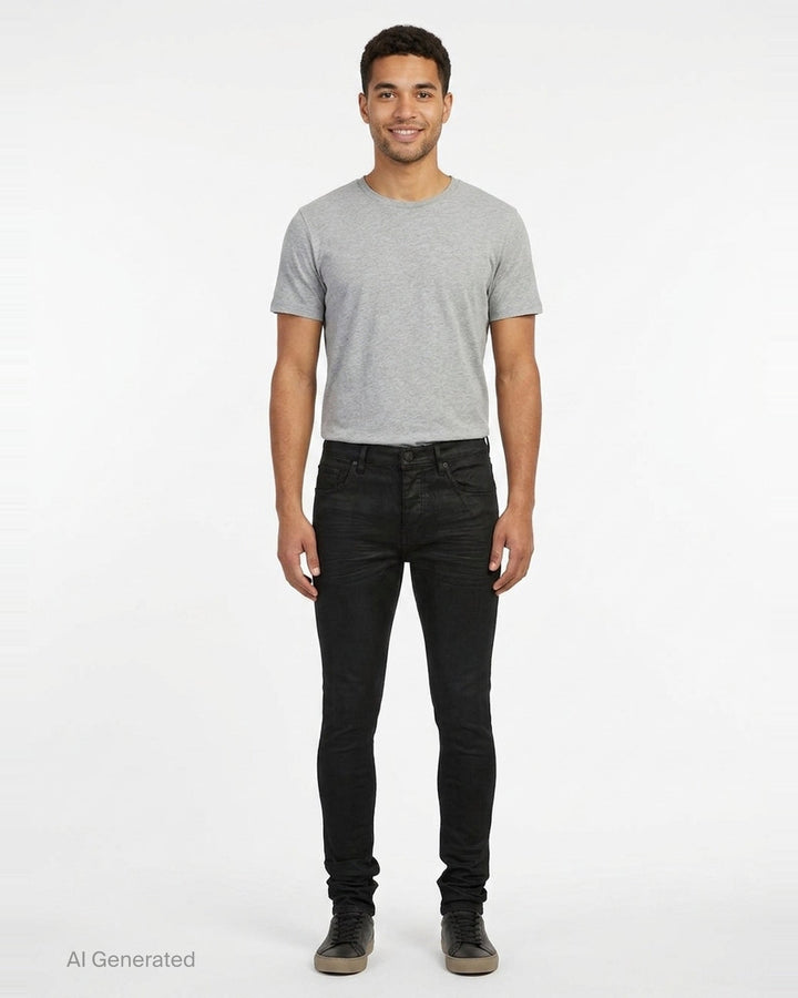 Black Resin 3D Skinny Jeans | Purple | Club21 - front