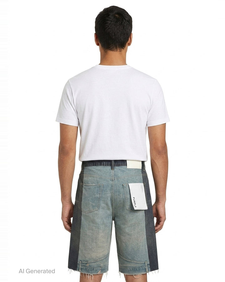 Upside Down Denim Shorts | Purple | Club21 - back