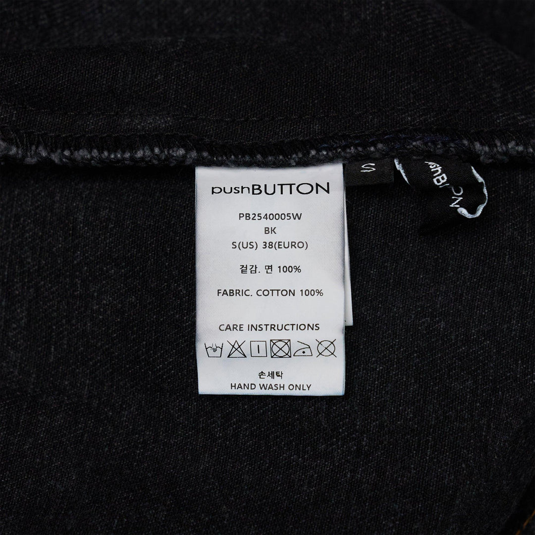 Club21 - pushBUTTON - Black Strap Point Denim Shirt - BLOUSON - Black