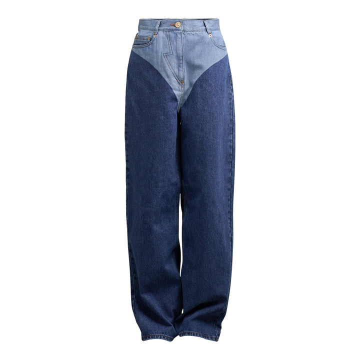 Club21 - pushBUTTON - Blue Panty Printed Wide Jeans - JEANS - Denim
