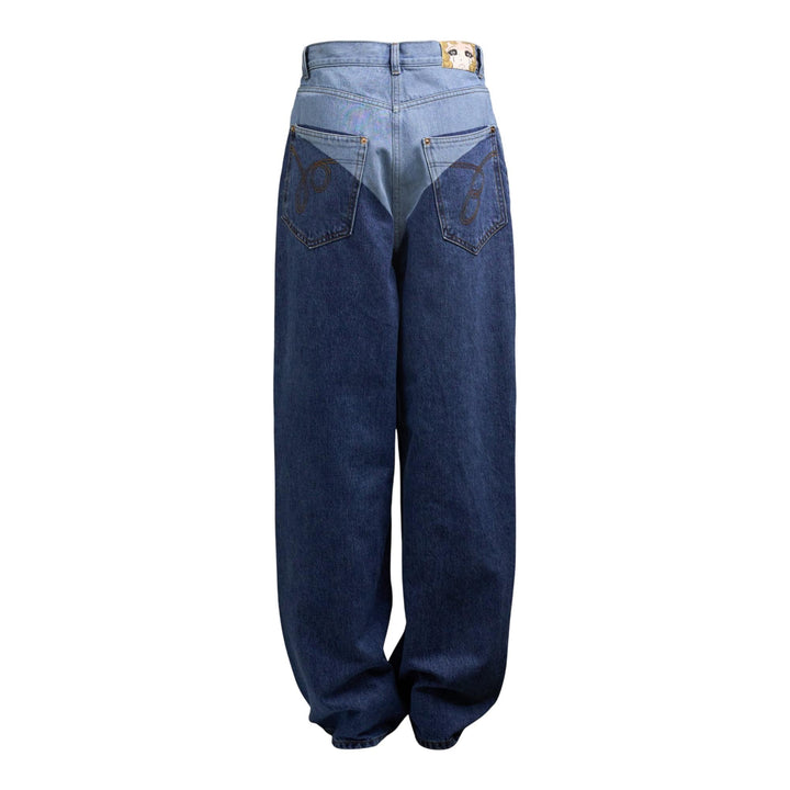 Club21 - pushBUTTON - Blue Panty Printed Wide Jeans - JEANS - Denim
