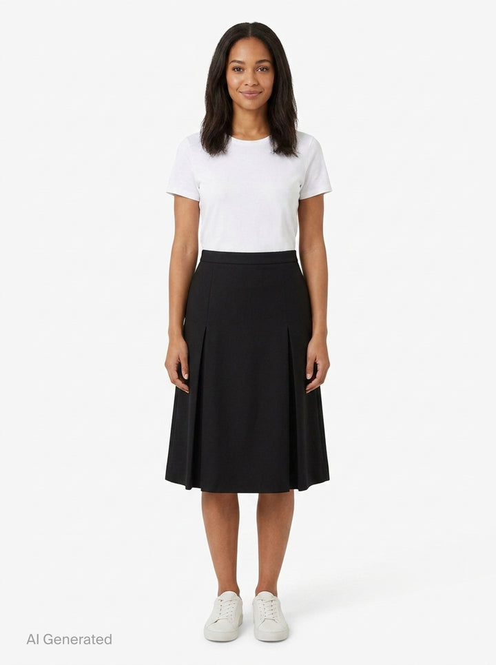 Black Flared Tuck Skirt | pushBUTTON | Club21 - front