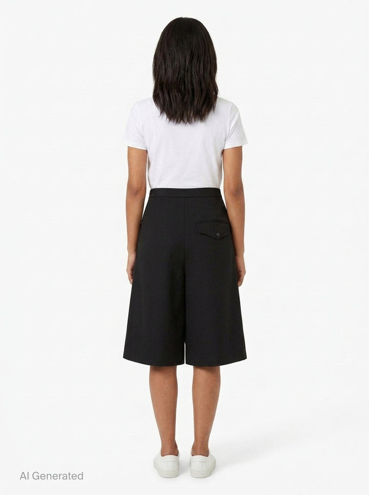 Black Flared Tuck Skirt | pushBUTTON | Club21 - back