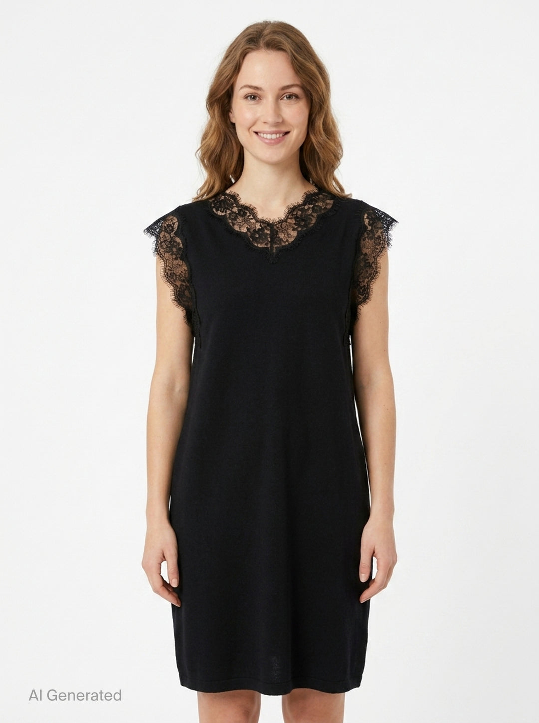 Black Lace Trim Dress | pushBUTTON | Club21 - front