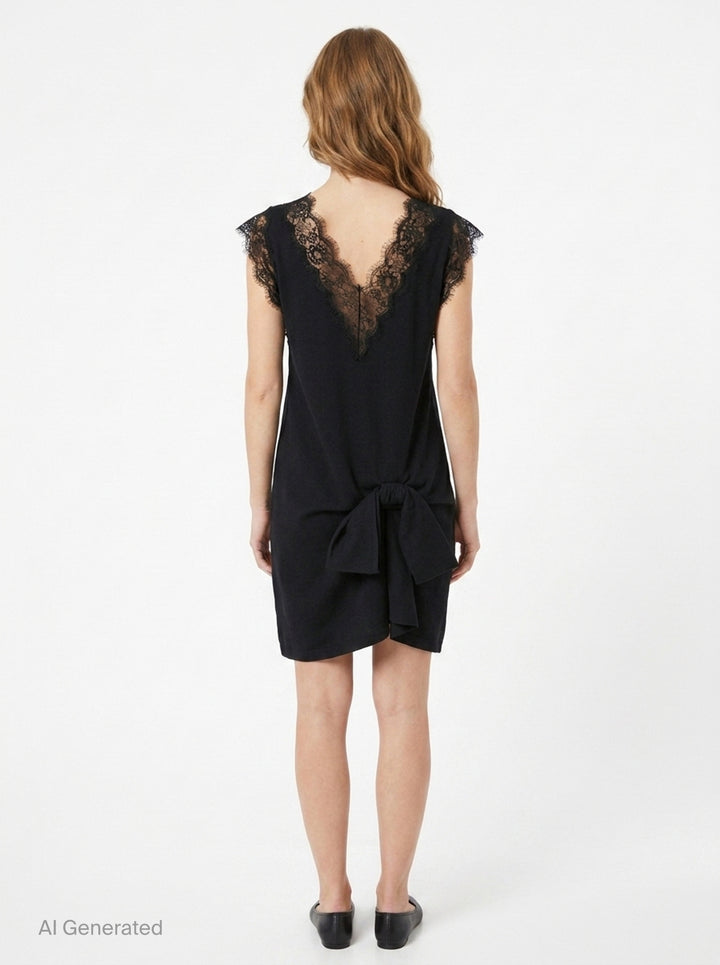 Black Lace Trim Dress | pushBUTTON | Club21 - back