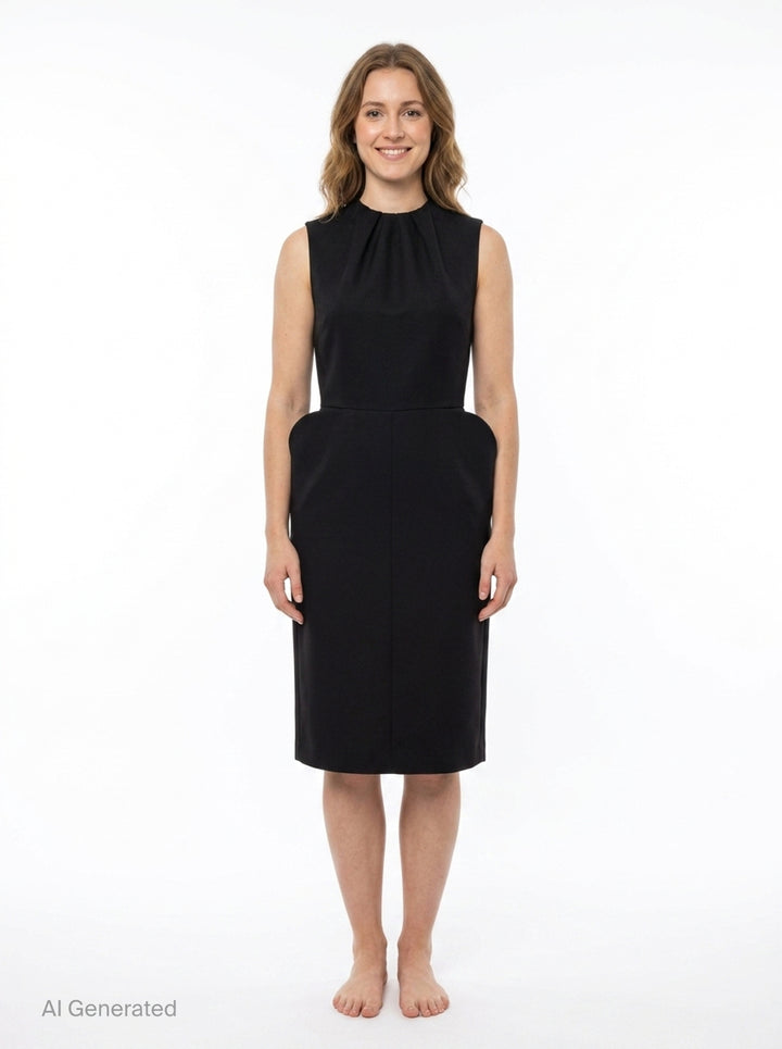 Black Structured Sleeveless Dress | pushBUTTON | Club21 - front
