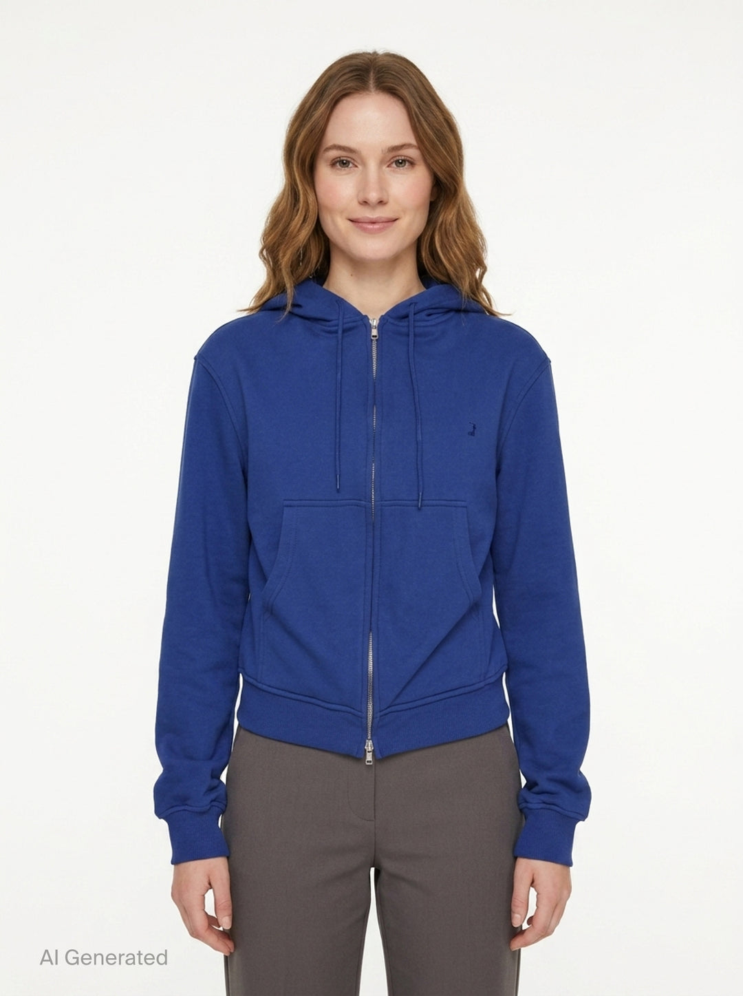 Blue Draped Zip-Up Hoodie | pushBUTTON | Club21 - front