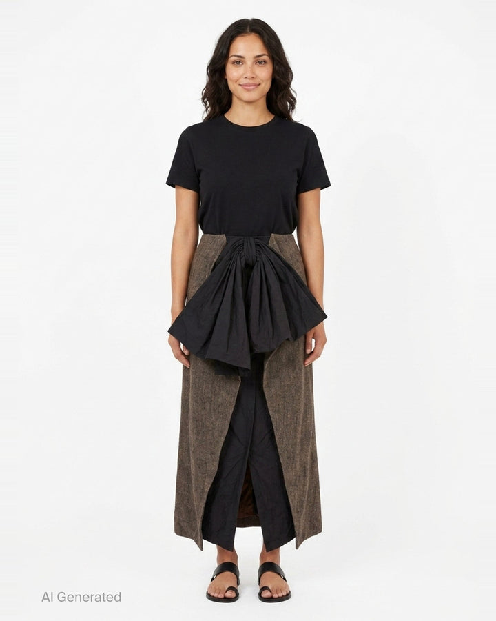 Bow Detail Draped Skirt | pushBUTTON | Club21 - front