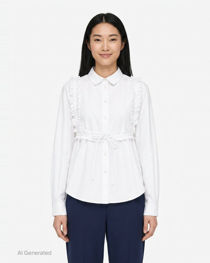 Bra Detail Cotton Shirt | pushBUTTON | Club21 - front