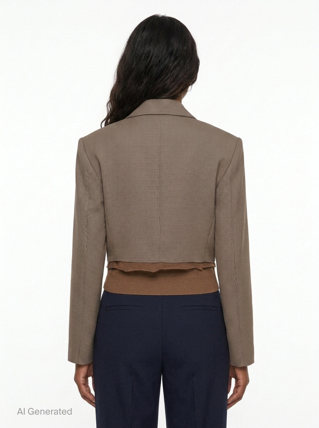 Brown Check Hybrid Jacket | pushBUTTON | Club21 - back