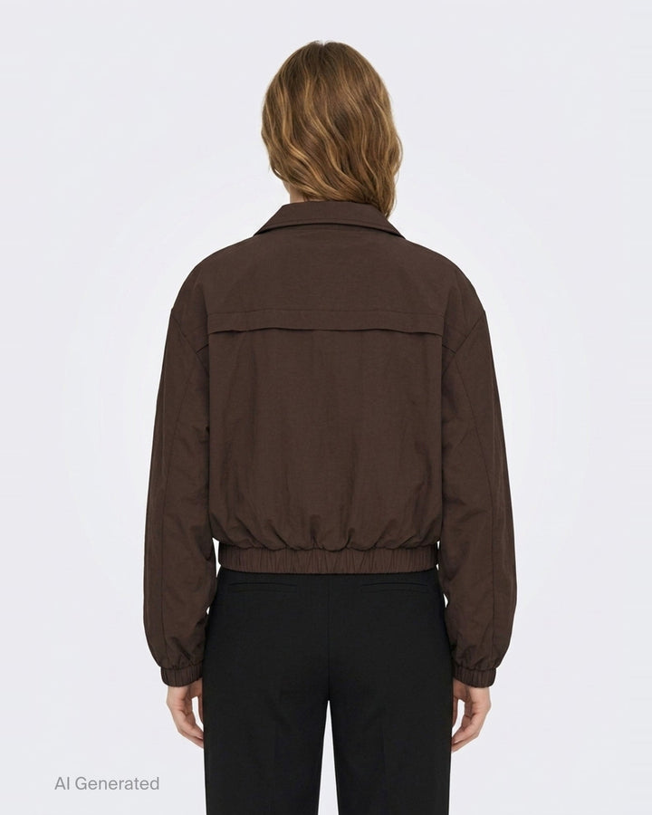 Brown Hybrid Wind Breaker Jacket | pushBUTTON | Club21 - back