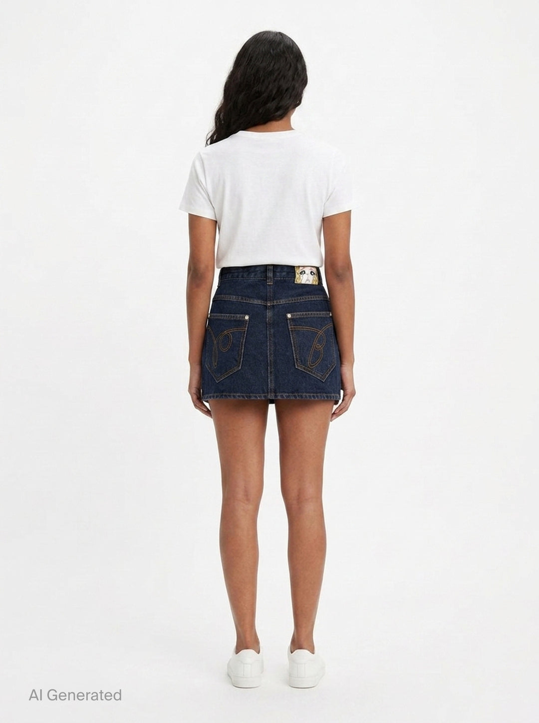Dark Blue Denim Mini Skirt | pushBUTTON | Club21 - back