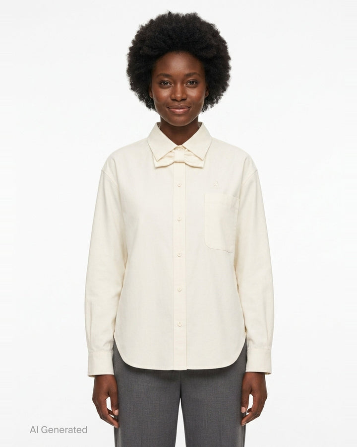 Ivory Bow Tie Shirt | pushBUTTON | Club21 - front