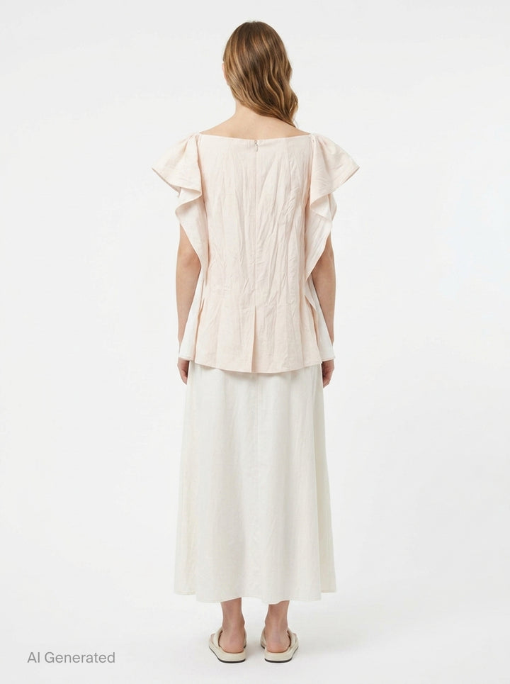 Ivory Wrinkled Wing Detail Skirt | pushBUTTON | Club21 - back
