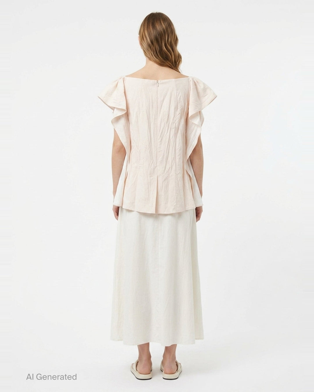 Ivory Wrinkled Wing Detail Skirt | pushBUTTON | Club21 - back