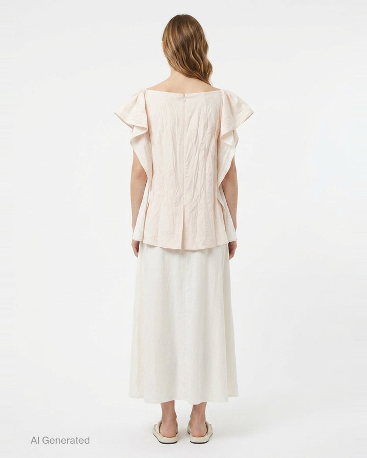 Ivory Wrinkled Wing Detail Skirt | pushBUTTON | Club21 - back