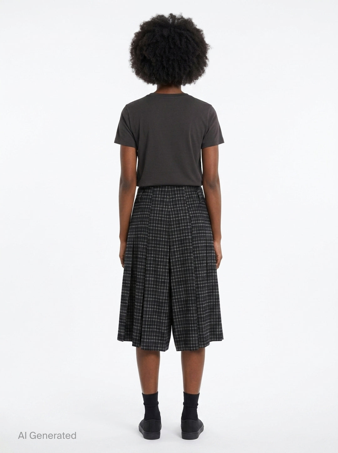 Navy Gray Check Bermuda Pants | pushBUTTON | Club21 - back