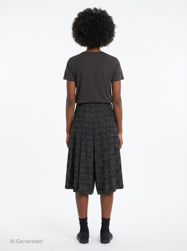 Navy Gray Check Bermuda Pants | pushBUTTON | Club21 - back