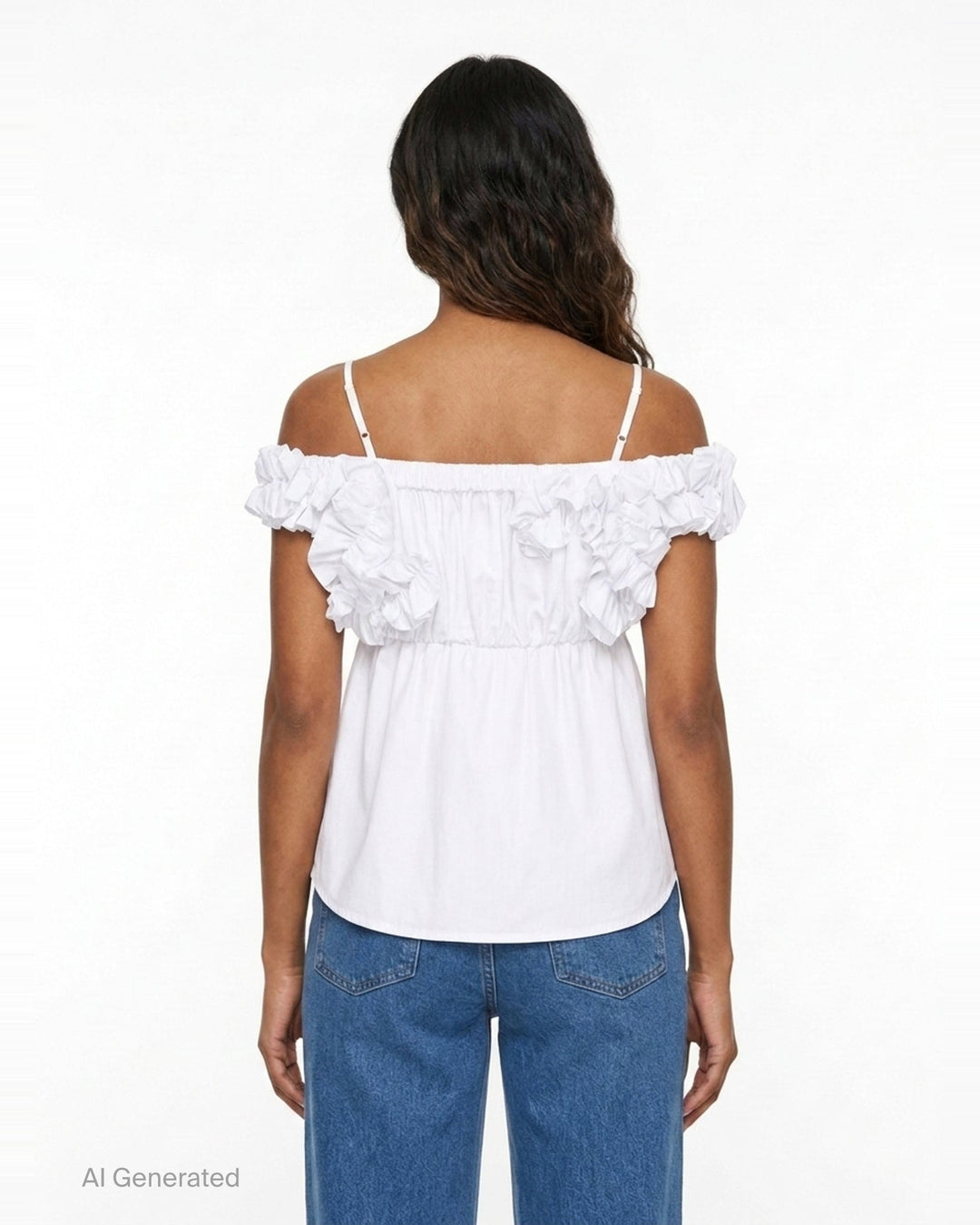 Off-Shoulder Ruffled Shirring Blouse | pushBUTTON | Club21 - back