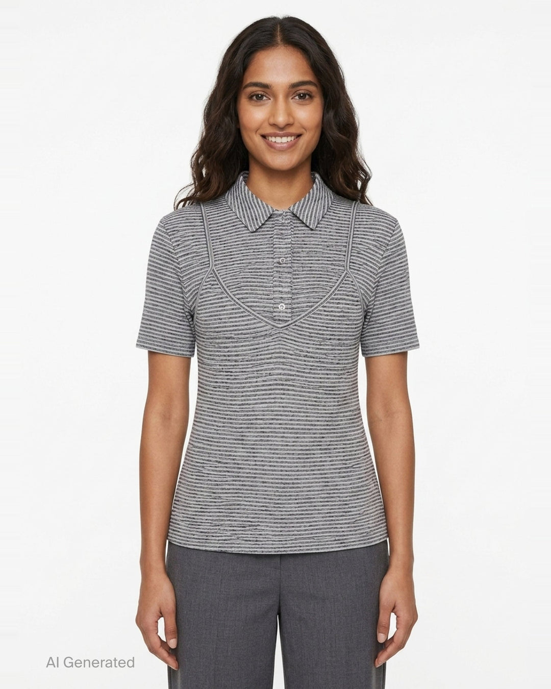 Stripe Layered Slip Polo | pushBUTTON | Club21 - front