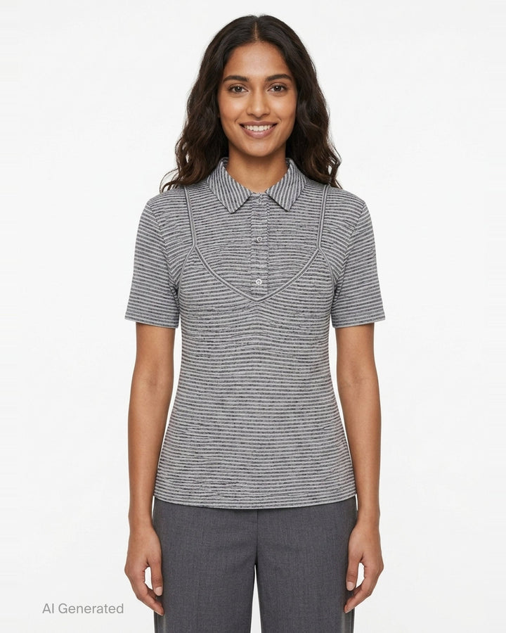 Stripe Layered Slip Polo | pushBUTTON | Club21 - front