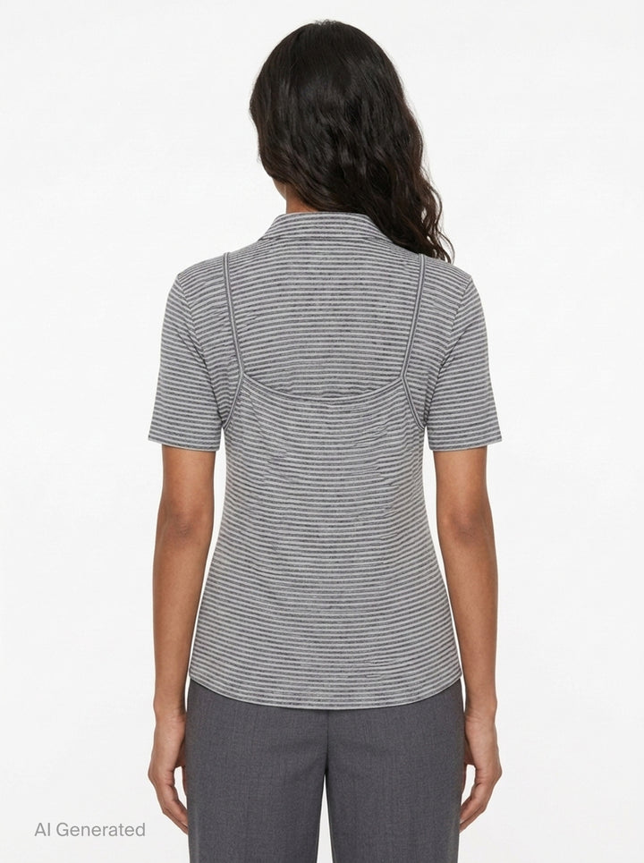 Stripe Layered Slip Polo | pushBUTTON | Club21 - back
