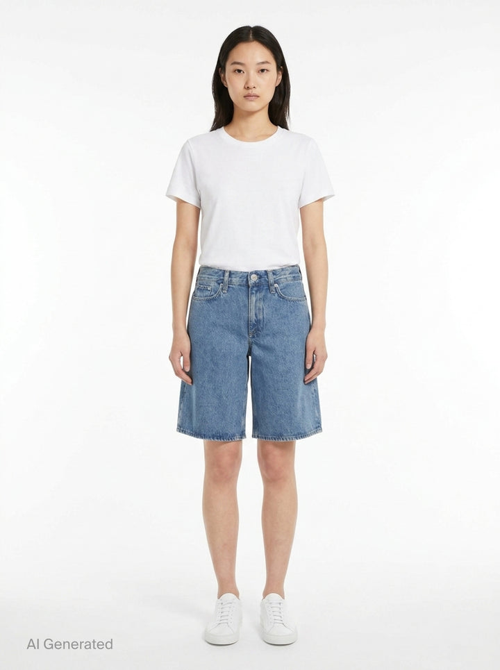 Ariel Denim Bermuda Shorts | rag & bone | Club21 - front