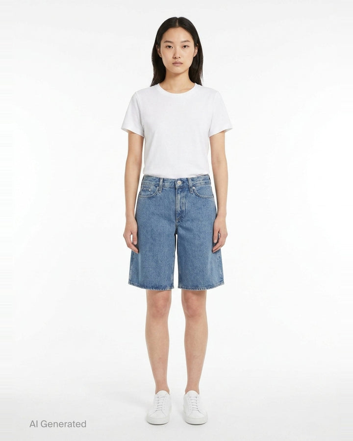 Ariel Denim Bermuda Shorts | rag & bone | Club21 - front
