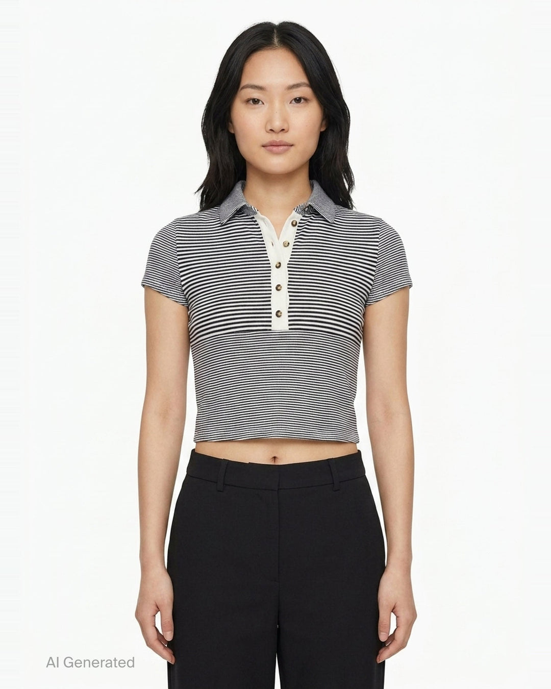 Knit Button Stripe Polo | rag & bone | Club21 - front