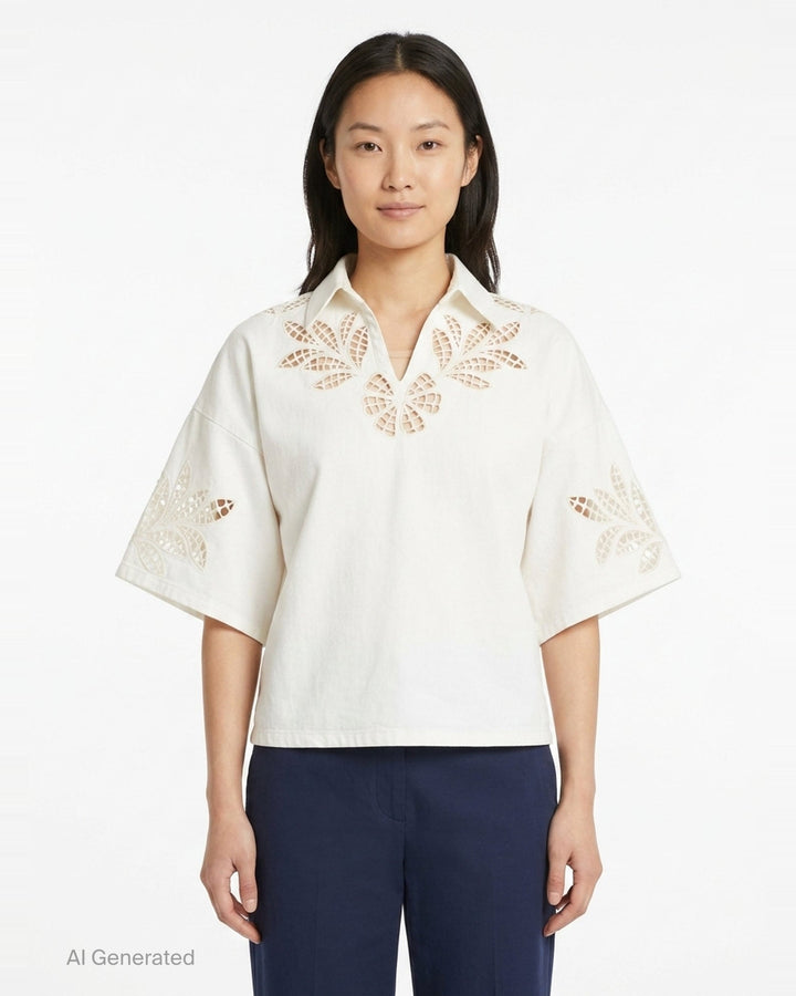 Lucy Lace Popover Top | rag & bone | Club21 - front